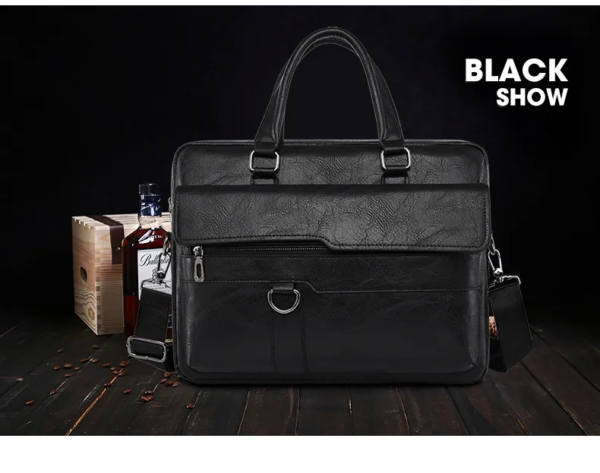 Amsburg Laptop Leather Bag(Black color) - Image 2