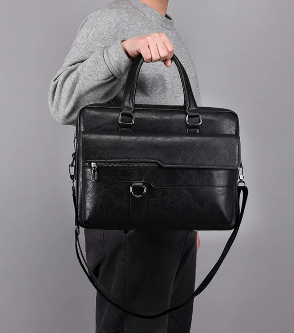 Amsburg Laptop Leather Bag(Black color) - Image 4