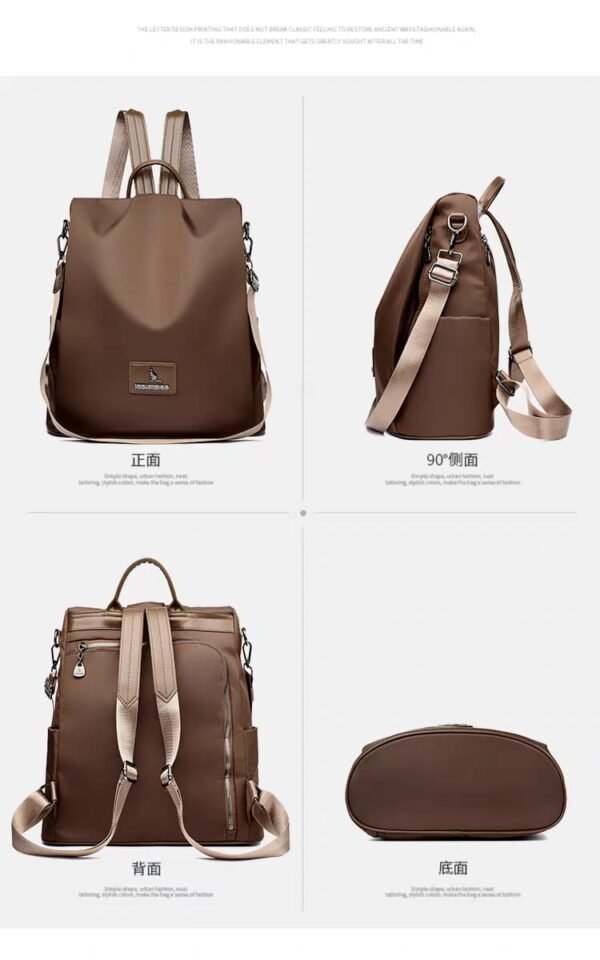 New Texture Oxford Cloth Women’s Backpack(Coffee) - Image 2